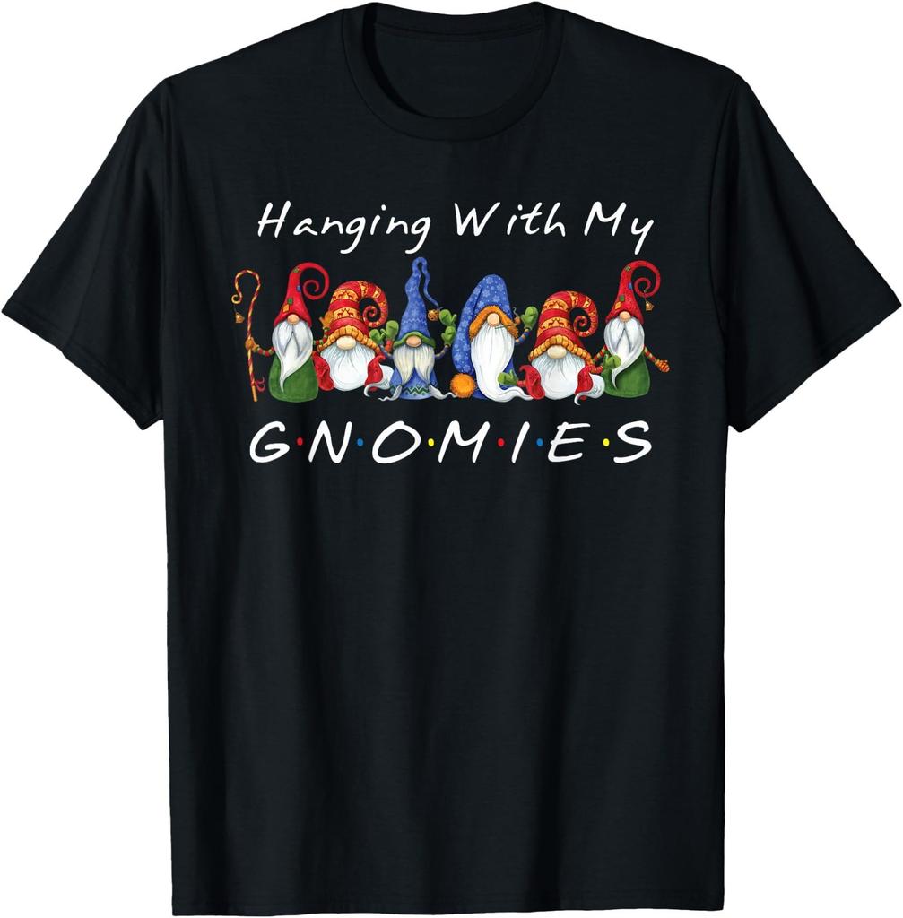 Hanging with My Gnomies Funny Gnome Friend Christmas T-Shirt Small