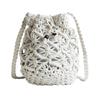 ENJHIKE Woven Basket Bag, Shoulder Bag, Tote Bag, Beach Bag, Drawstring Bag, Spring, Summer, Autumn, Small, Lightweight, Mini, White, Brown, Black,