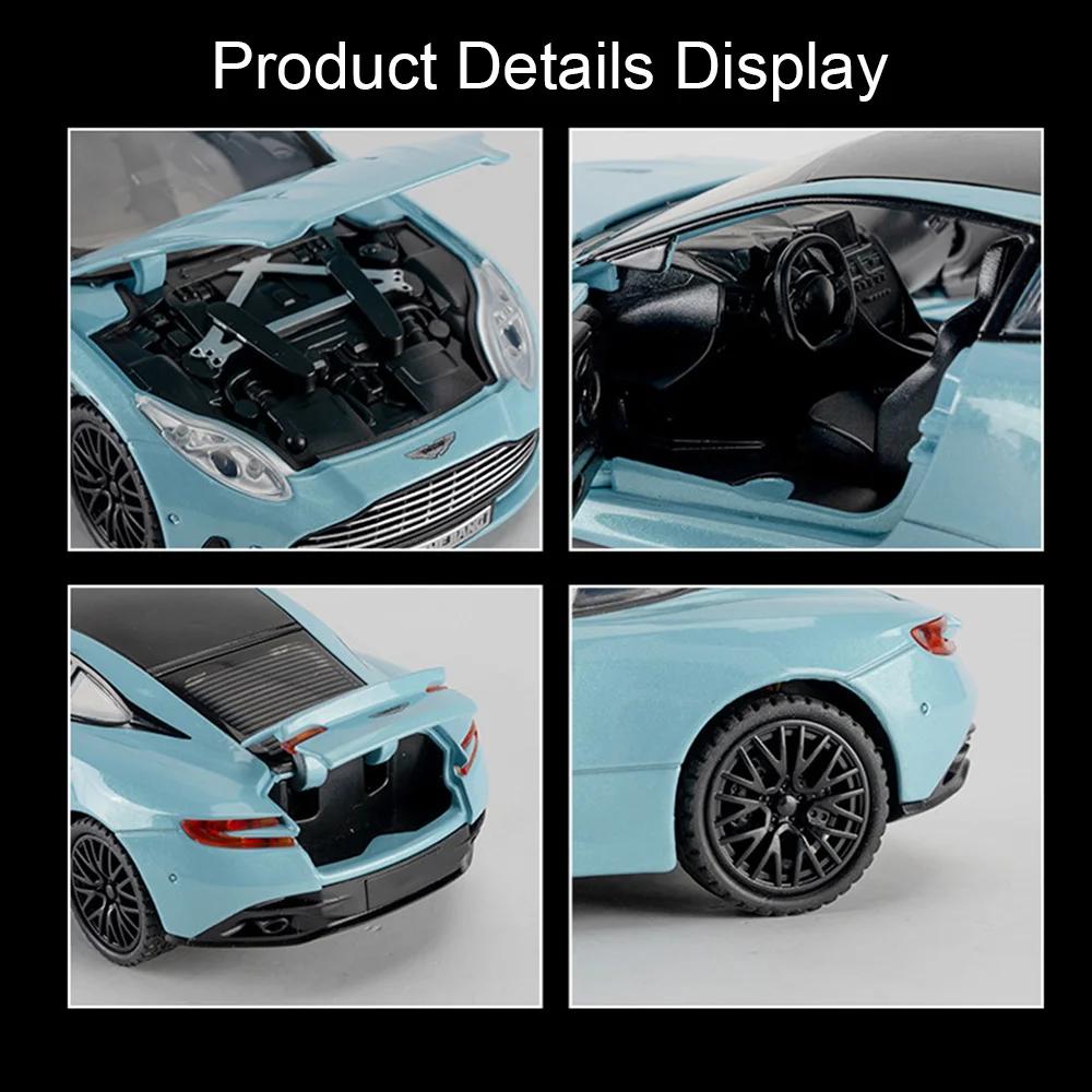 1:32 Scale Vulcan DB12 Sports Car Model Toy Pull Back Sound Light Metal Diecast Vehicles Models for Children's Interactive Toys
