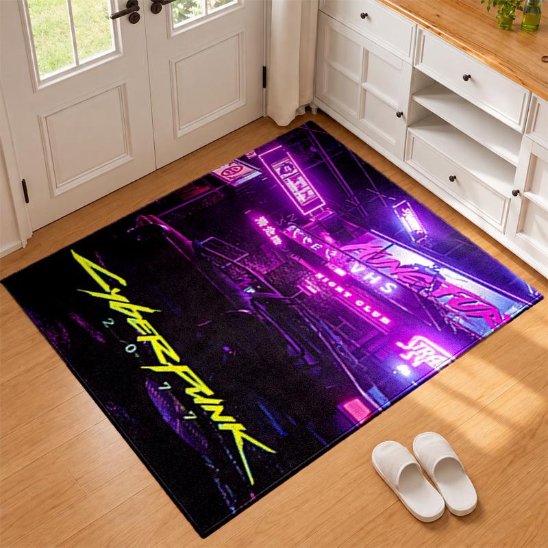 Cyberpunk 2077 Carpet Door Mat for Living Room or Bedroom Protective Mat Under Chair Office Decoration Christmas Gift Birthday Present