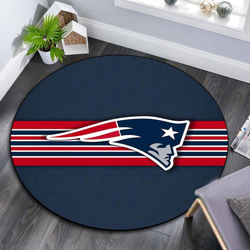 New England Patriots Round Area Rug,Carpet Rug for Living Room Bedroom Sofa Playroom Decor,Non-slip Floor Mat