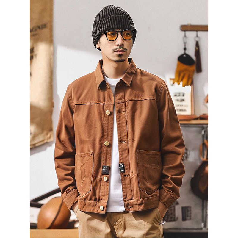 Ameijaji American Retro Pure Cotton Heavyweight Tough Guy Workwear Jacket Men's Autumn and Winter Foreign Trade Men's Short Jacket