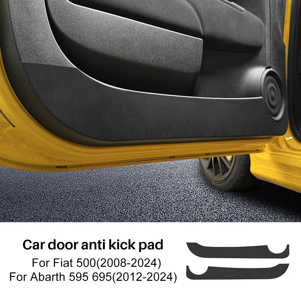 Suede Door Anti-kick Pad For Fiat 500 2008-2024 Abarth 595 695 2012-  2024 Car Leather Carbon Mat Interior Trim Accessories
