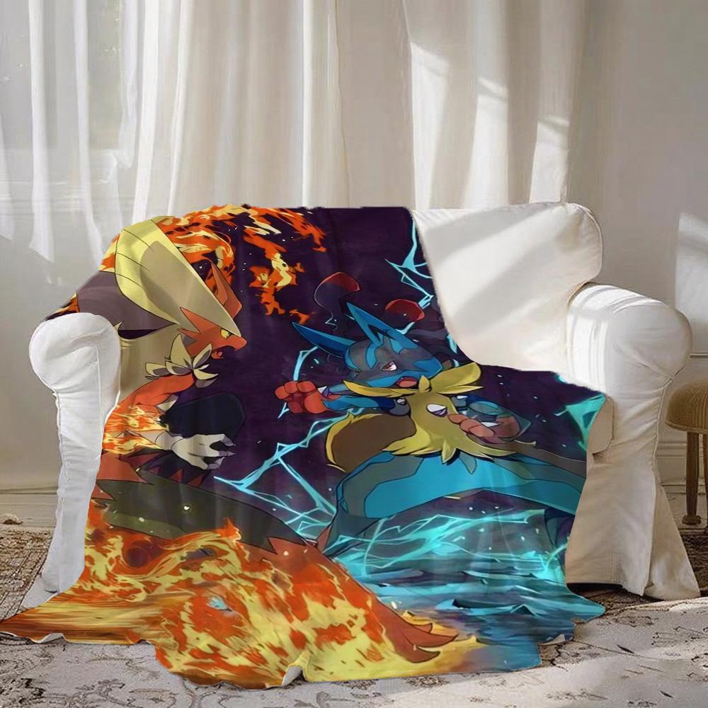 Double Blanket for Bed Kawaii L-Lucarios Throw Blankets and Camping New Year Furry Bedspread the Anime Home Decoration Sofas Nap