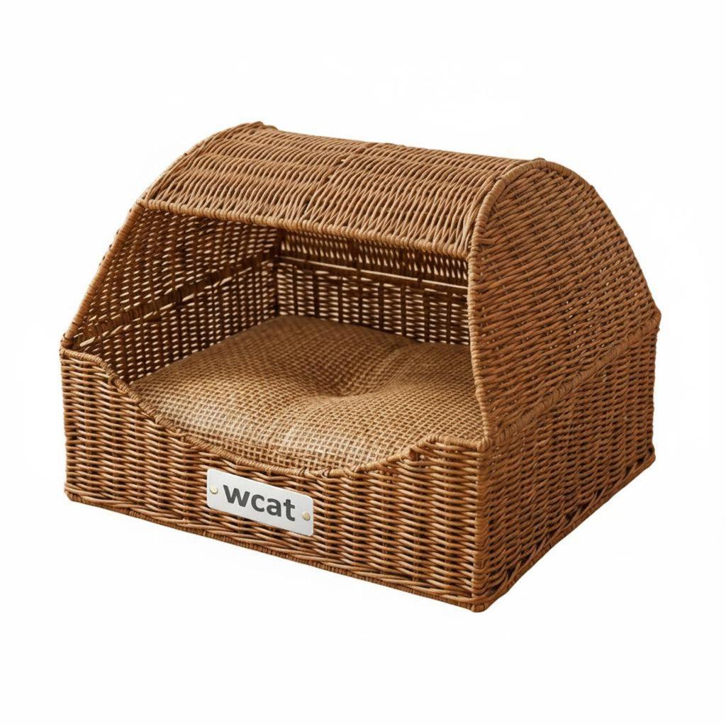Drawer Design Feline Bed Two-Way Use Folding Wicker Pet House Easy to Clean