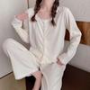 Korean Pink Lace Pajama Set - Spring/Autumn Comfort Wear for Women