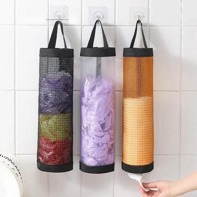 Plastic Bag Holder Mesh Grocery Bag Holder Hanging Storage Bag Dispenser Grid Garbage Bags Storage Bag