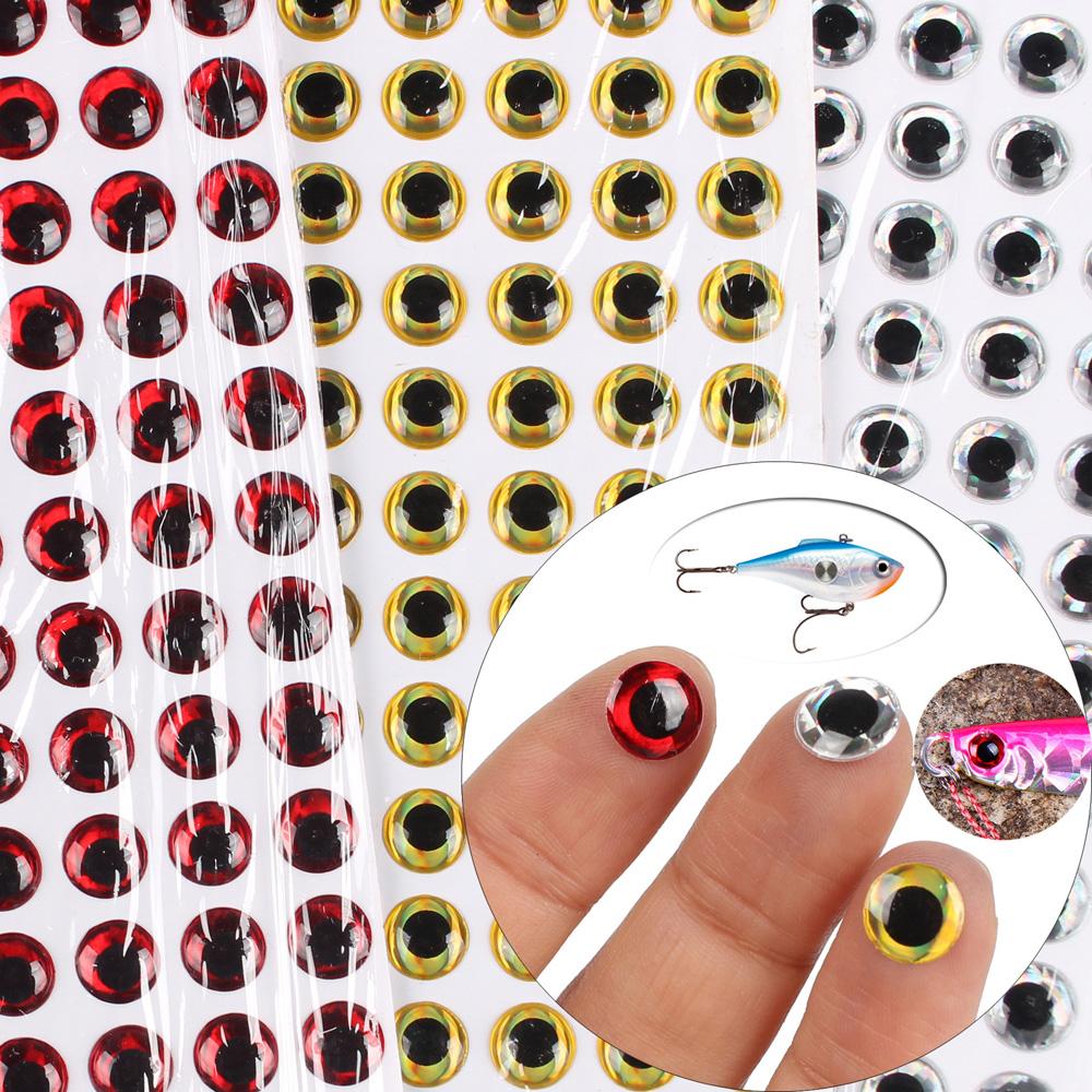 500Pcs*3mm/4mm/5mm/6mm/7mm/8mm/9mm Red 3D Holographic Fishing Lure Eyes, Fly Tying, Jig, Lure Baits Making