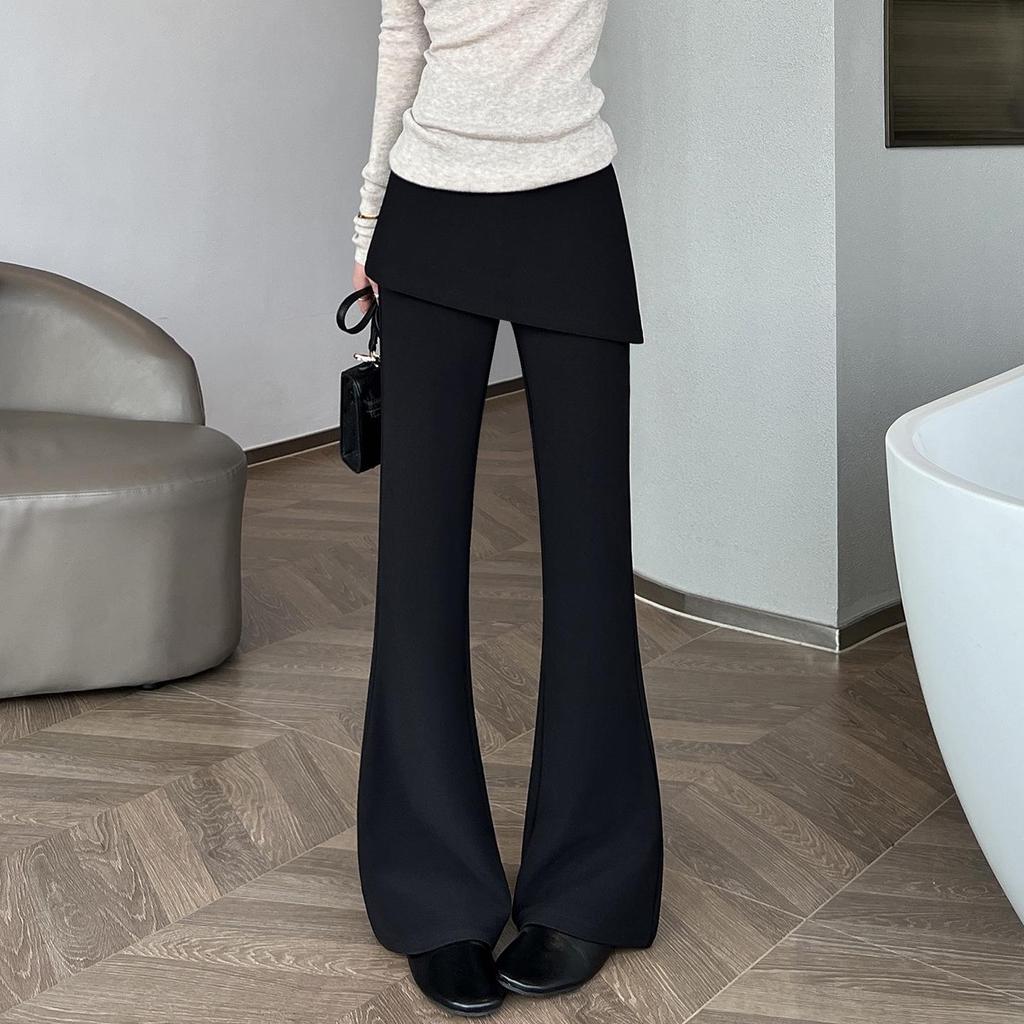 Women's High Waist Micro-Flare Ruffle Hem Pants - 2026 Spring/Summer Fashion Slimming Bell Bottoms