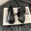British Casual Small Leather Shoes 2025 Autumn New Heightened Platform Wedge Heel Small Lace-up Loafers Single Shoes