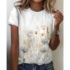 Comfortable Simple Women's Flower Printed Top Casual Breathable Short Sleeve Fashionable Versatile T-Shirts Women’s