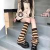 1 Paar japanischer Stil, ausgestellte Form, lange Beinlinge für Studenten, elastische Bündchen, einfarbig, gestreift, lose gestrickte Beinlinge, Modeaccessoires