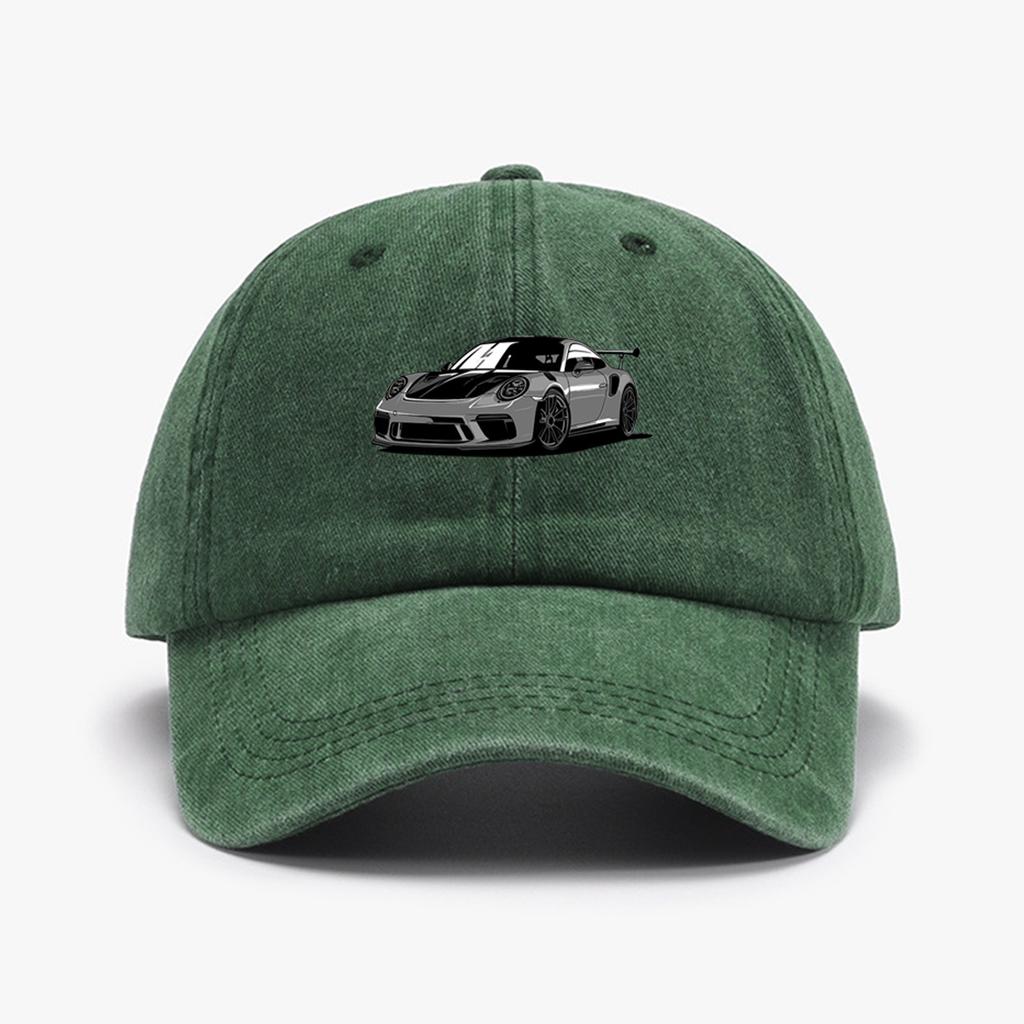 1pc "Porsche" Printed Baseball Cap Unisex Retro Washed Distressed Sun Hat Outdoor Fashion Accessory Hat for Men & Women