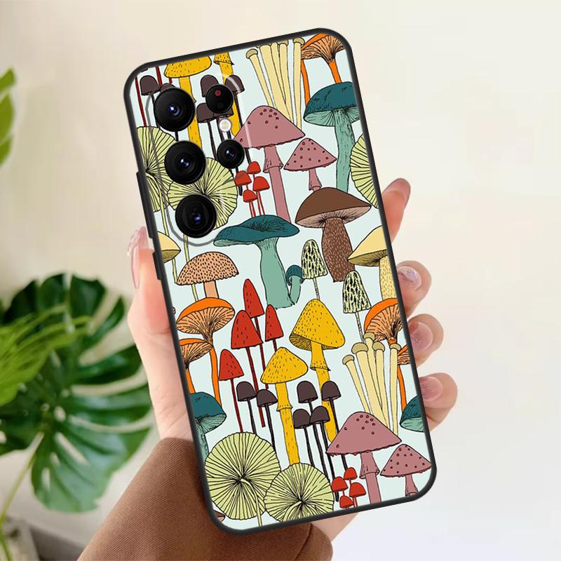 Mushroom Pattern Soft Case For Samsung Galaxy S24 Ultra S21 S22 S23 S25 Plus S20 FE S9 S10 S23 FE Phone Cover