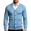 Men's V-Neck Slim Fit Cardigan Sweater Color Trendy Casual Knitwear for Daily Wear