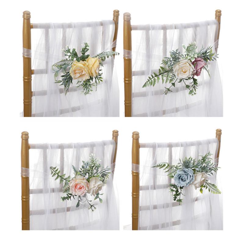 Artificial Chair Back Flower Simulation Fake Decorative Flower Outdoor Wedding Landscaping Layout