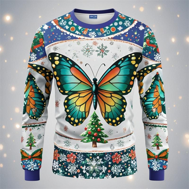 Novelty Christmas Festival T Shirts For Men Women Casual 3D Print Hip Hop Personality Round Neck Long Sleeve Tops Anime Tshirt