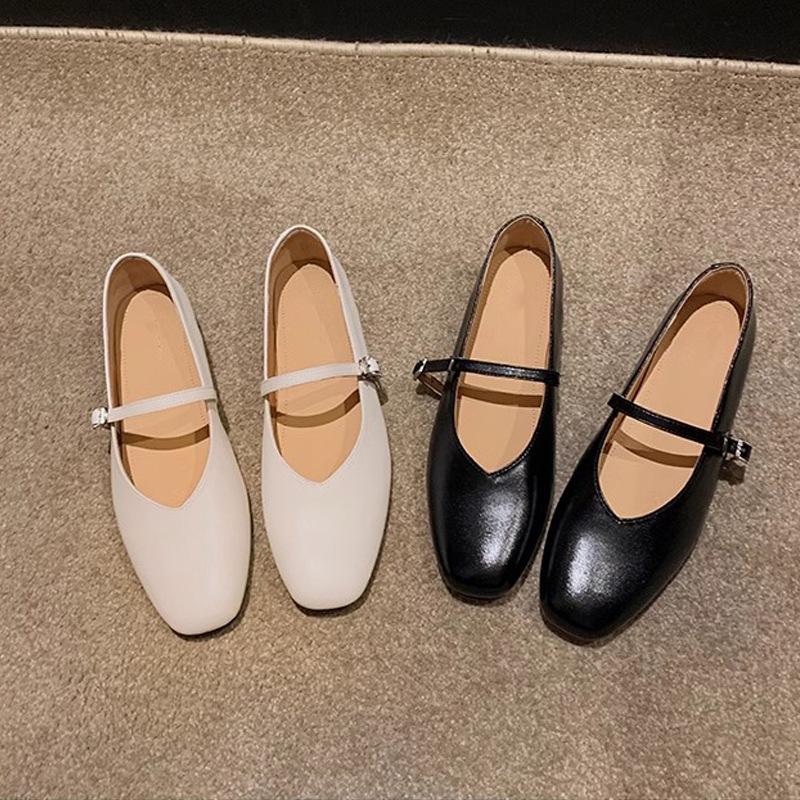 Spot second hair~ Grape mother French gentle word with bag head shallow mouth inner height increase silver Mary Jane single shoe women