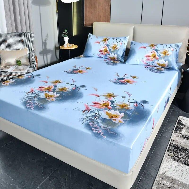 Home Luxury Mattress Cover Three-piece Double Household Bedspread Non-slip Washable Queen Size Bed Cover with Pillowcases