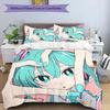 Set Biancheria da Letto con Fantasia Hatsune Miku 3 Pezzi Set Copripiumino include Copripiumino & Federe, Decorazione Camera da Letto Perfetta per Tutte le Stagioni & Regalo