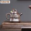 300ml Yixing Purple Clay Teapots Handmade Bamboo Tripod Pot Raw Ore Wood-fired Porcelain Mud Kettle With Filter Zisha Tea Set