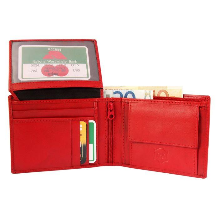 Portefeuille - EXCELLANC - Kazem - Cuir véritable bovin - Rouge - Format horizontal compact