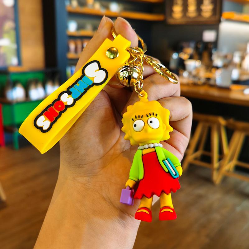 Simpsons Family Cute Cartoon Keychain Set - Bag, Couple, and Car Pendant Individual OPP Bag Packaging