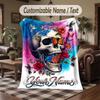 Gothic Theme Throw Blanket Custom Name Text Personalized Blanket Soft Cozy Blanket for Home Sofa Bed