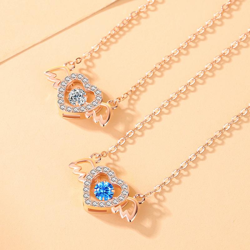 Angel Wings Agile Necklace Women's Trendy Love Heart Beating Heart Clavicle Chain