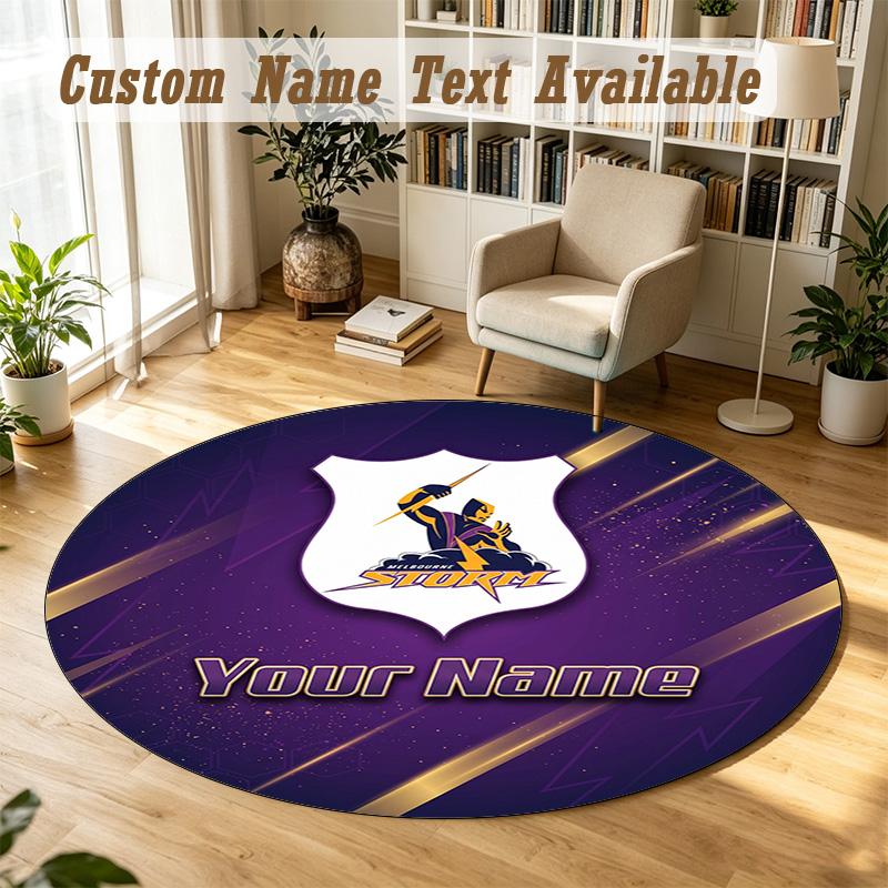 Round Rug Custom NameMelbourne Storm Pattern Non Slip Carpet Home Floor Decor