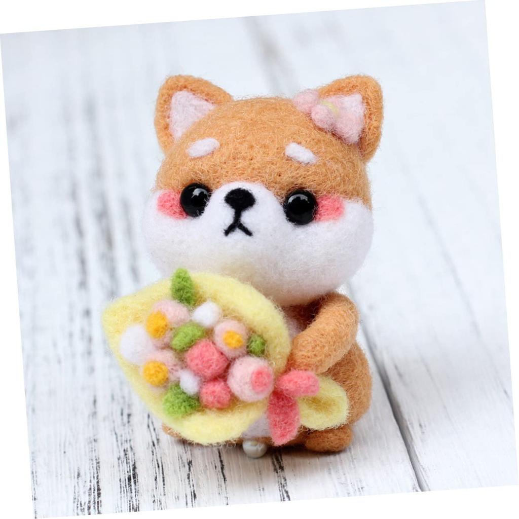 ERINGOGO Needling Felting Shiba Inu Plush Toy DIY Wool Felting Kit with Colorful Handmade Craft Kit, Set, Beginner's Wool,