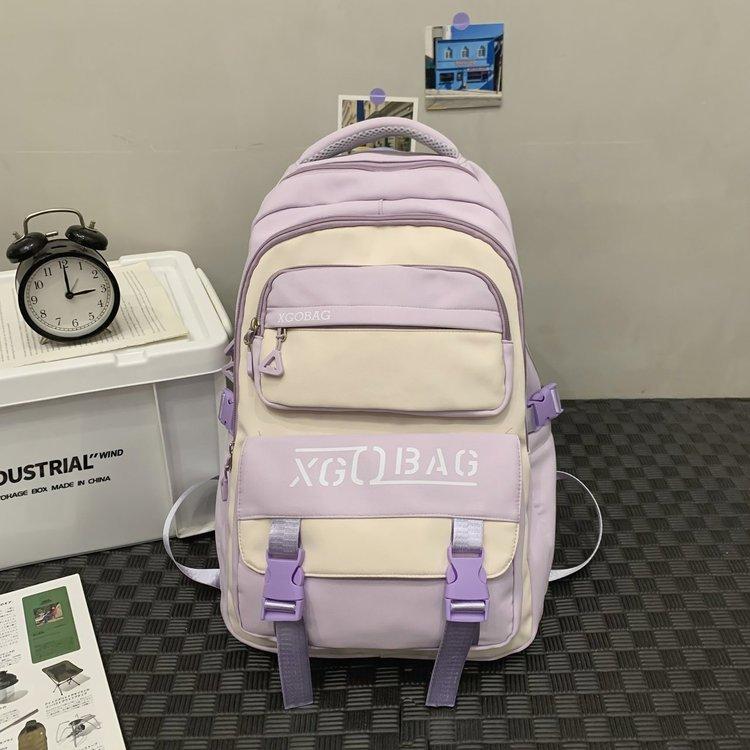 Schoolbag1011 New Large Capacity Casual Versatile Middle and High School Students Travel Lightweight Burden Reduction Ridge Backpack