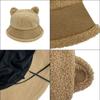 Sun Protection Berber Fleece Bear Ear Cap Plush Winter Bucket Hat Creative Fisherman Hat  Outdoor