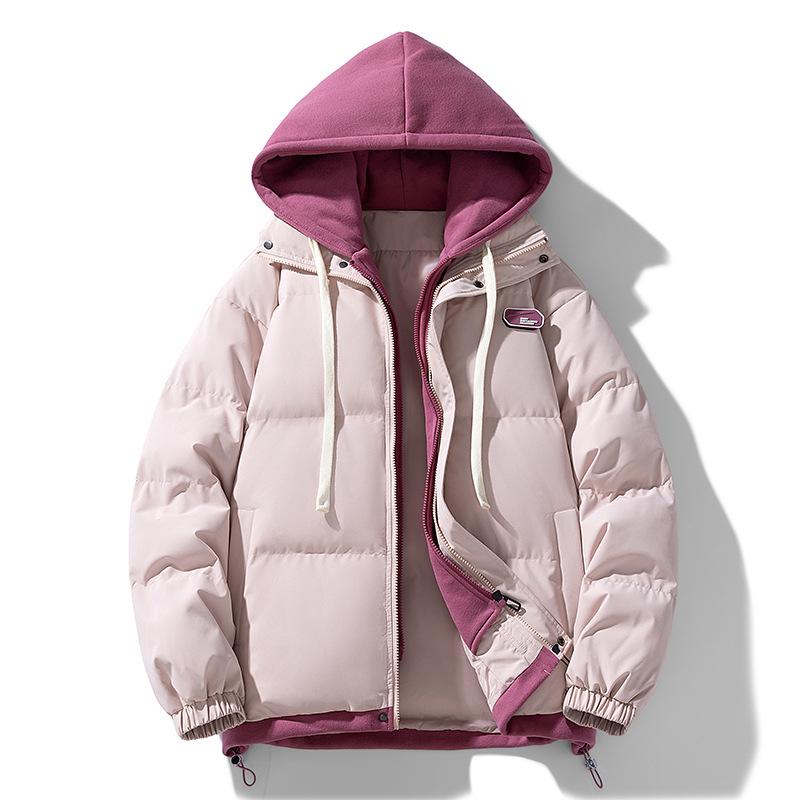 Unisex Trendy Two-Piece Style Winter Cotton Jacket - Loose Fit, Warm, Hooded, Ideal for Couples.
