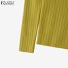 ZANZEA Autumn Spring Women Mockneck Long Sleeve Stretch Rib Knitted Sweater Undershirts