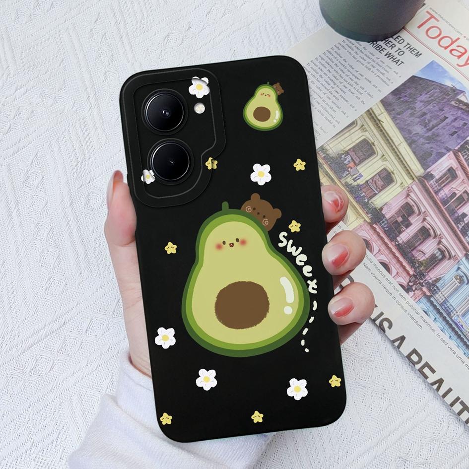 For OPPO Realme GT Neo2 3 C33 C55 C35 C20 C30 C31 Case Fashion Flower Avocado Protective Square Liquid Silicone Soft TPU For Realme Funda Coque Bumper