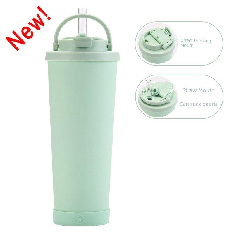 2024 New Model 830ml Large Capacity Thermos Cup with Convenient Handle, Dual Drinking Cup, Large Hole Straw Cup