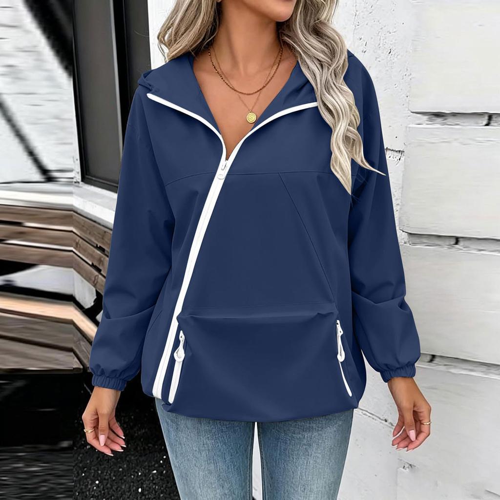 Women's Casual Hooded Zip Up Jacket with Pockets