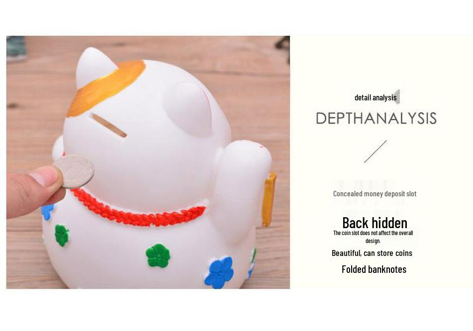 Large Maneki-neko Piggy Bank - Durable Coin Savings Jar for Adults and Kids