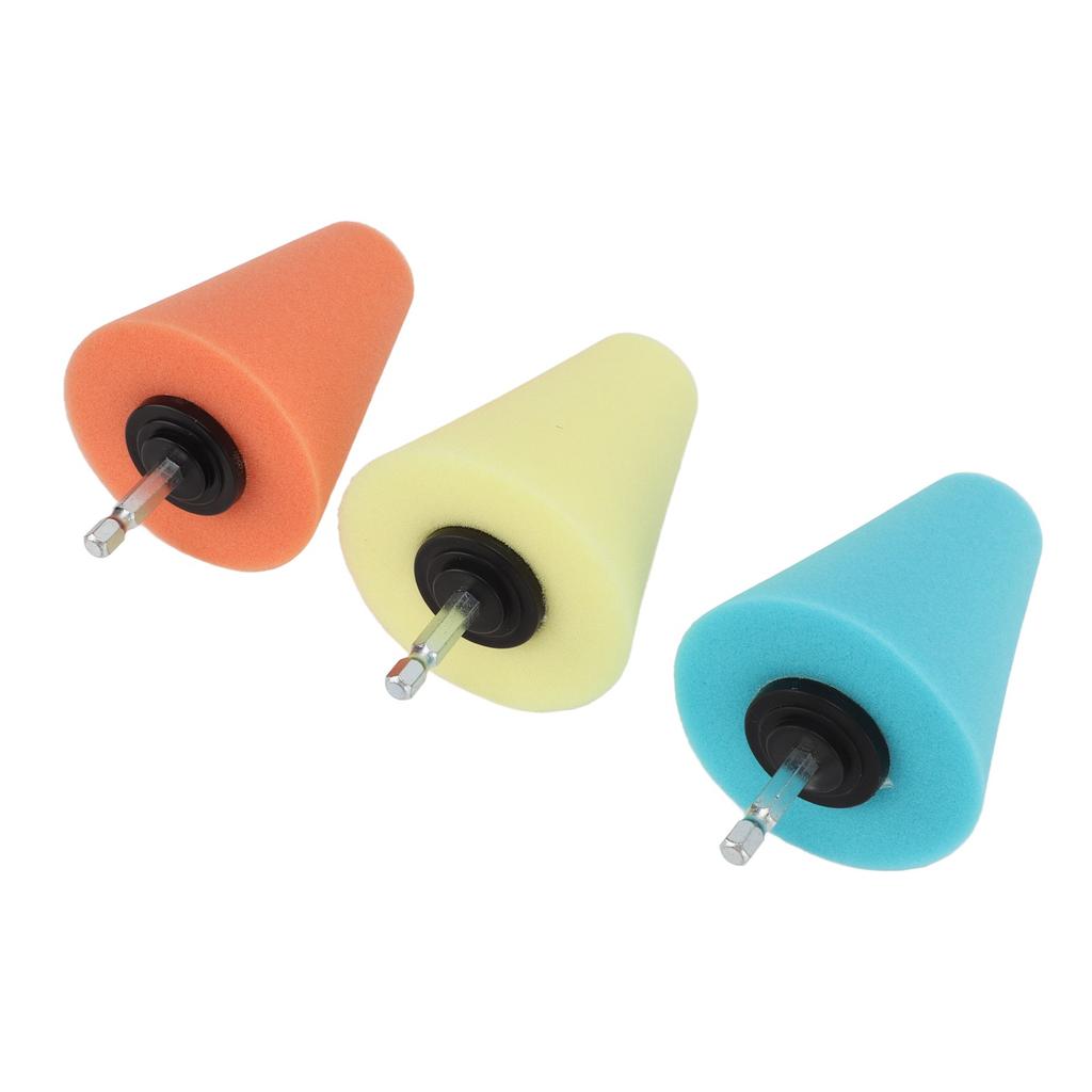 3PCS Hub Conical Polishing Sponge Buffing Foam Pad Wheel Care Tool for Cars Boats Motorcycles