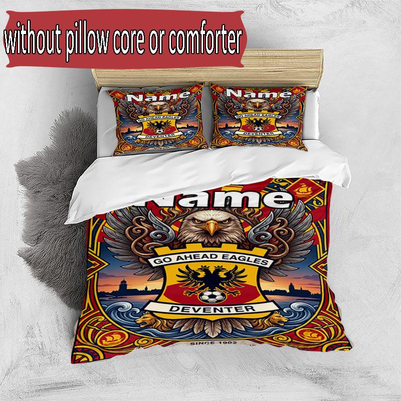 3pcs Duvet Cover Set (1*Duvet Cover + 2*Pillowcase, Without Core), Custom Name Go Ahead Eagles Pattern Bedding Set, Home Bedroom Decor Gift