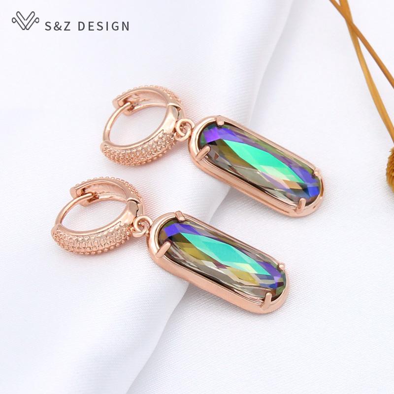 Móda Luxusní Elegantní Oválný Tvar vejce Křišťálové náušnice Pro ženy Svatební Party Šperky Dárek Cubic Zirconia Eardrop
