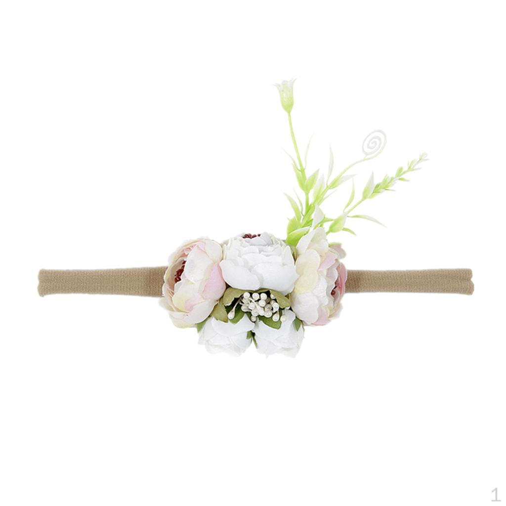 

Bow Flower Newborn Toddler Kids Girl Hair Band Prop Creamy