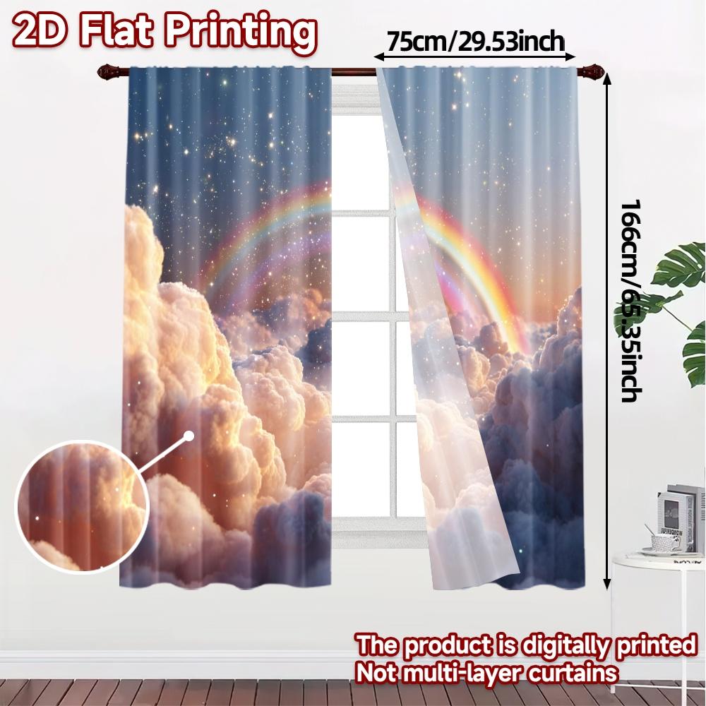 Flat Printing Curtains Without Rod Skyrainbowdream Curtain Versatile Polyester Decorations Set Of 2 Modern Made Washable