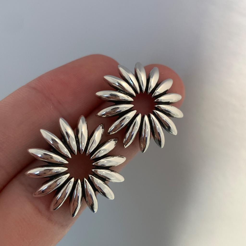 925 Silver Geometry Stud Earrings For Women Frosted Versatile Jewelry Gift Office Party Wear