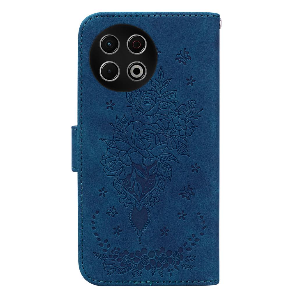 For TECNO Spark 30 Pro 4G Case Butterfly Flower Imprint PU Leather Wallet Phone Cover with Strap