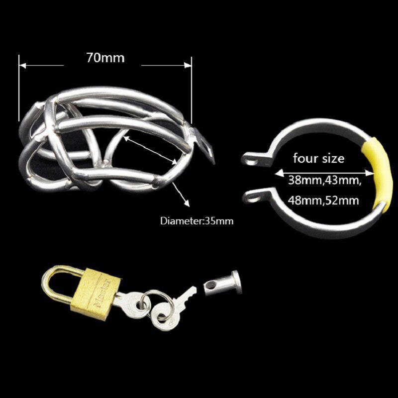 Cage de chasteté masculine en acier inoxydable, anneau de pénis, serrure métallique Standard