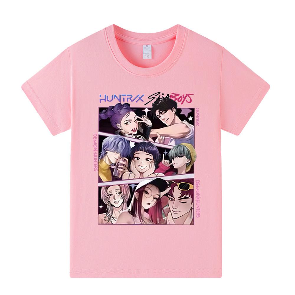 A1224 Kids Boys Girls Kpop Rumi Zoey Mira Print Short Sleeves T-shirt