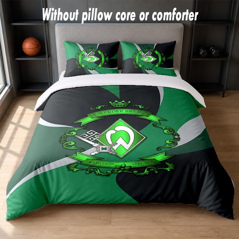 Werder Bremen Football Design Bed Bedding Set 1 Duvet Cover + 2 Pillowcases Soft Breathable Household Bed Linens