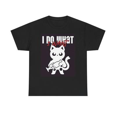 Ich mache, was ich will T-Shirt Lustige Katze Grafik Witze Unisex Schweres Baumwoll-Tee